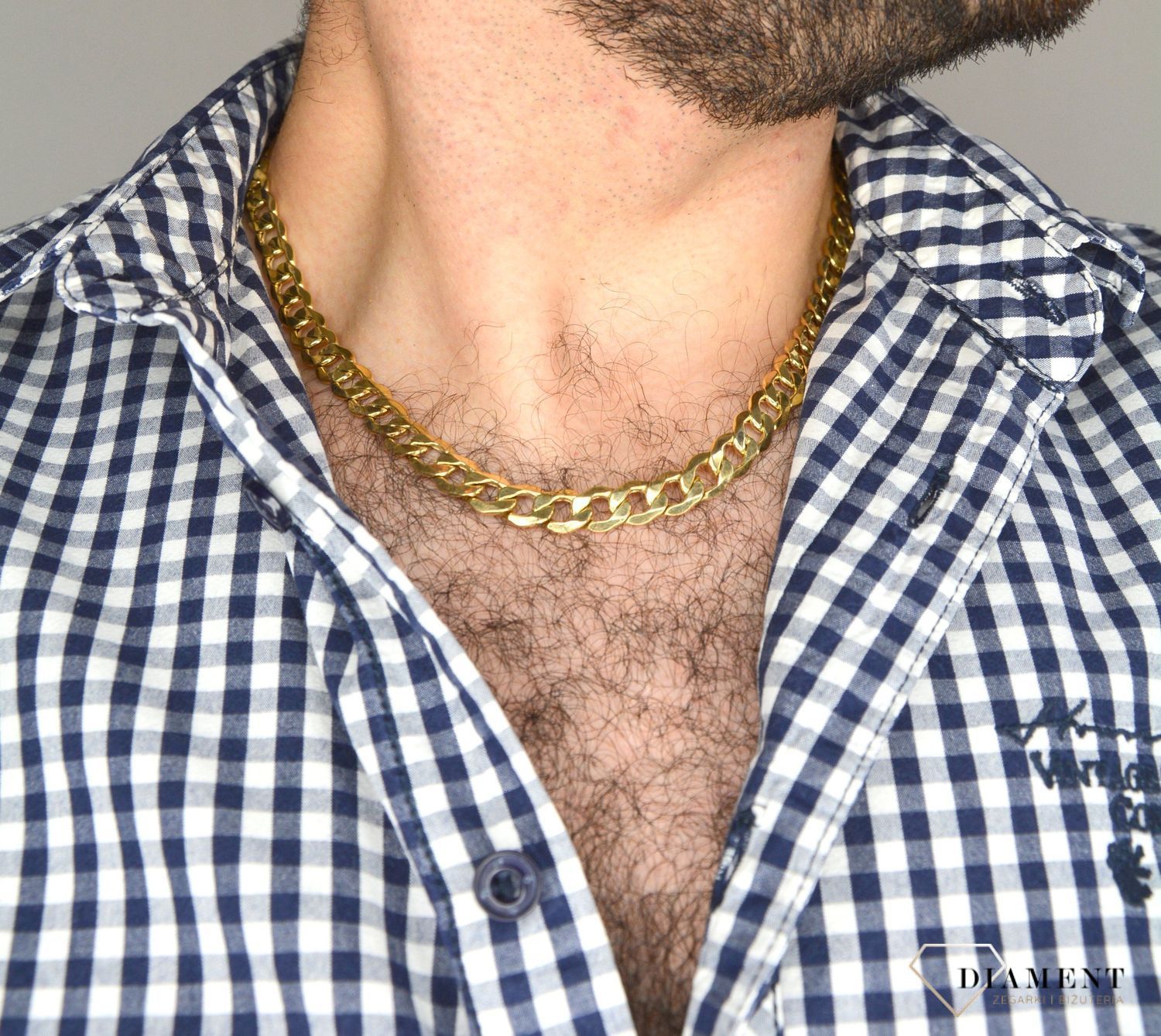 Złoty łańcuszek 585 pancerka 9 mm DIA-LAN-1117-585D 9mm  ✅ Złoty łańcuszek o splocie pancerki ✅.jpg